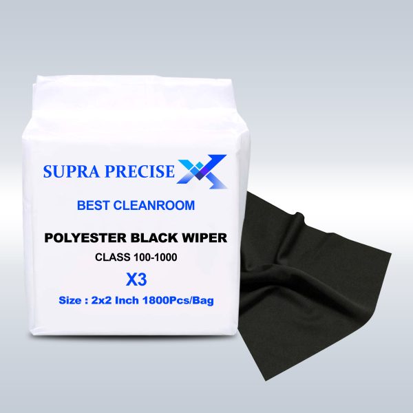 Cleanroom Black Polyester Wiper X3 2x2 Inch